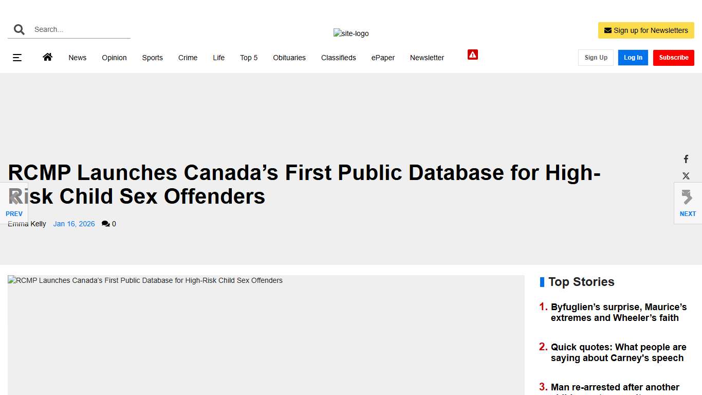 RCMP Launches Canada’s First Public Database for High-Risk Child Sex Offenders The Thompson News winnipegsun.com